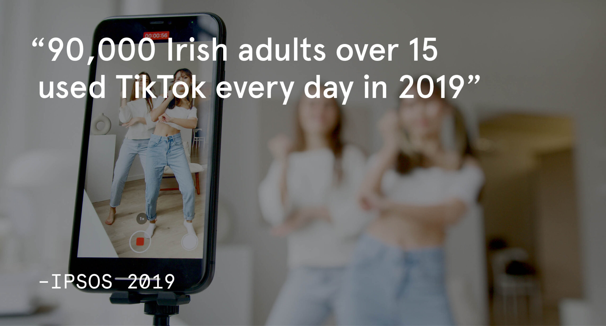 90,000 Irish adults over 15 used TikTok every day in 2019 (IPSOS, 2019).